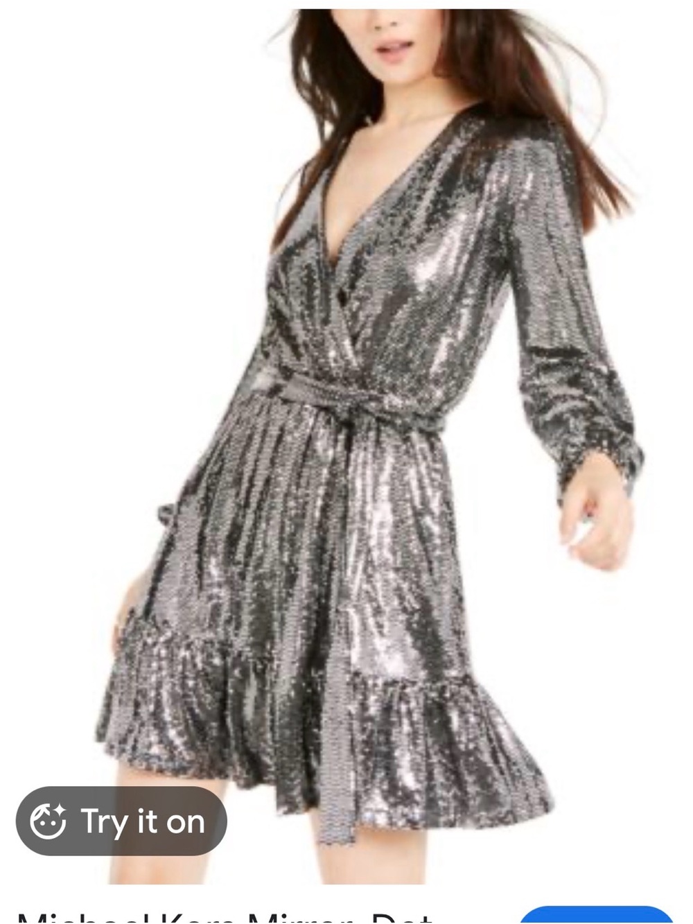 MICHAEL Michael Kors Silver Sequin Wrap Dress